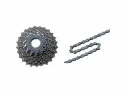 Shimano Sora/Tiagra Kassette Og Kæde – 9 Gear Kassette 12-25 Tands Samt HG53 Kæde (Bundle)