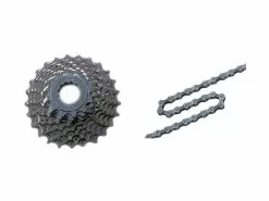 Shimano Sora/Tiagra Kassette Og Kæde – 9 Gear Kassette 13-25 Tands Samt HG53 Kæde (Bundle)